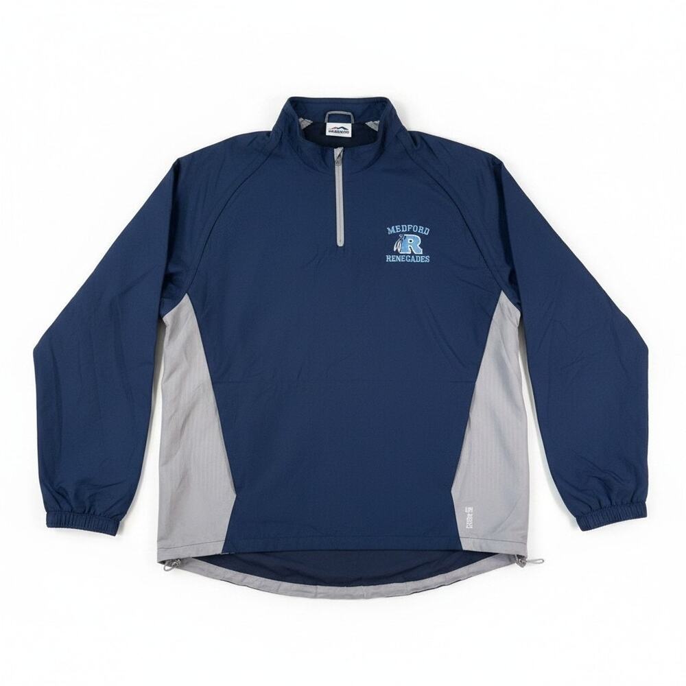 Majestic Men Medford Renegades Quarter Zip Jacket Blue Athletic Wear Performance